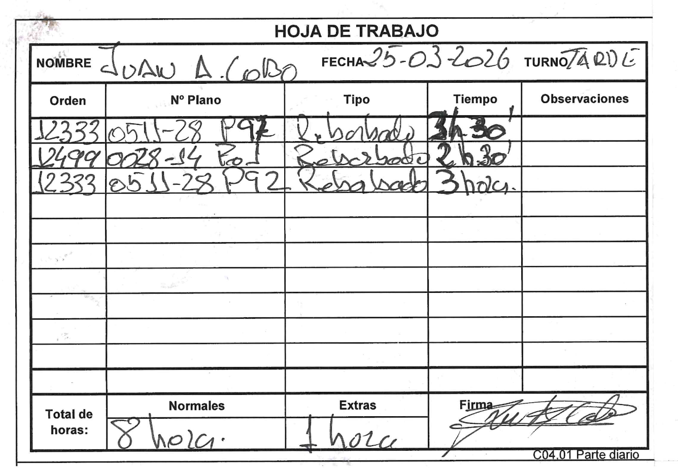 Parte de trabajo